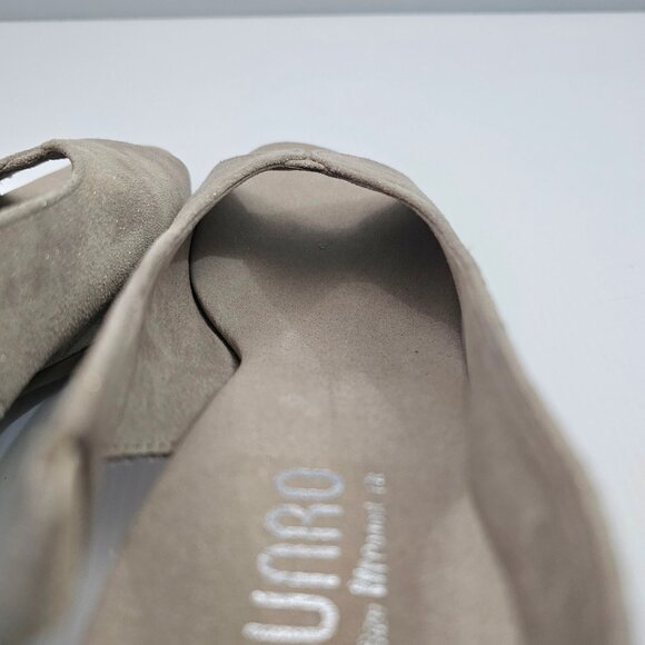 Munro Rochelle Heel Womens 9 Taupe Shimmer Suede Slingback Peep Toe Comfort - Picture 10 of 13